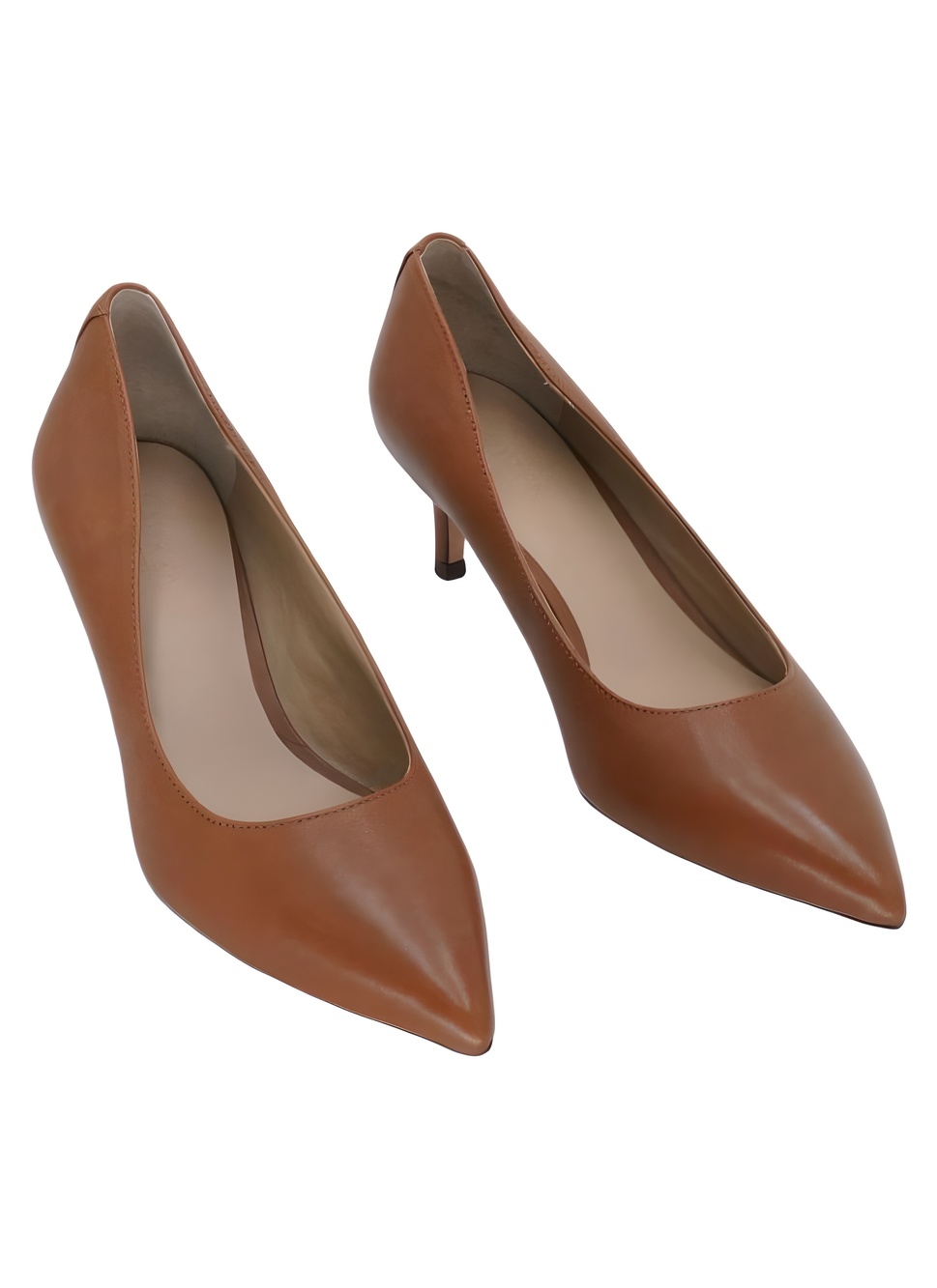 Lauren Ralph Lauren Adrienne Polo Tan Leather Pointed Toe Kitten Size 5.5B
